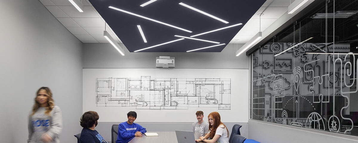 Stylish linear LED fixtures add character to a company board room