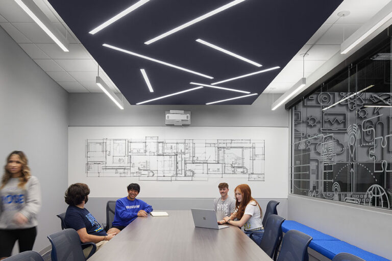 Stylish linear LED fixtures add character to a company board room