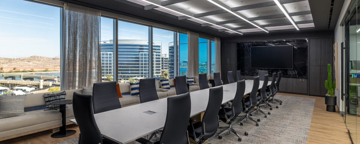 Continuous Linear Lighting Systems Continuous linear lighting in an office boardroom